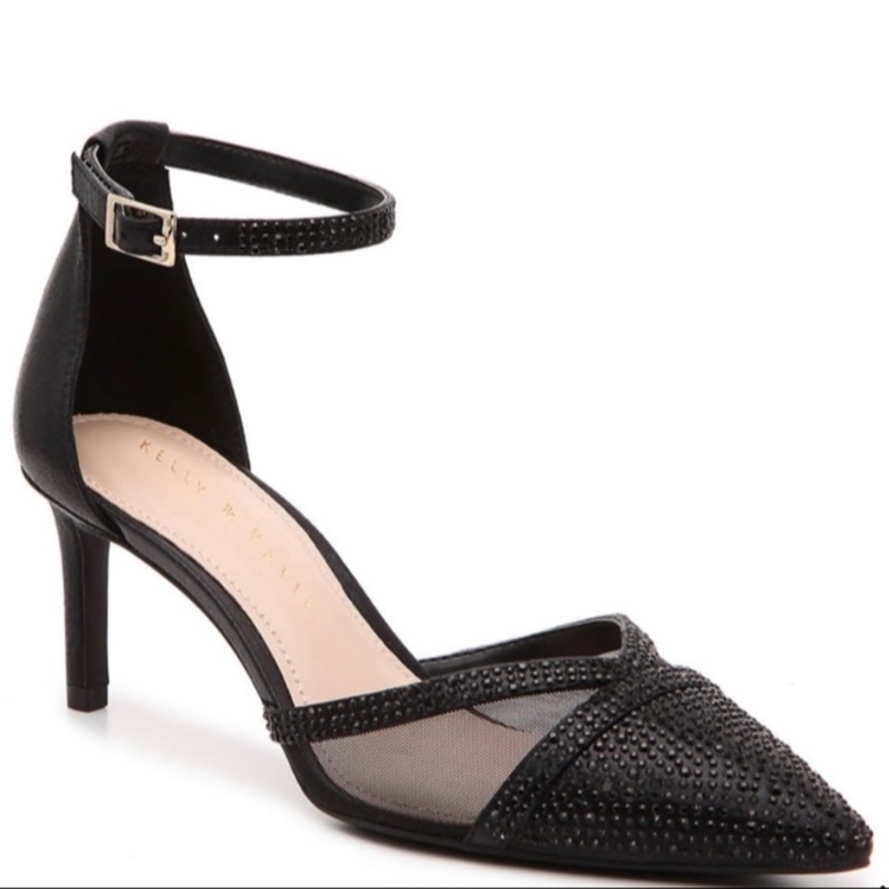 Kelly & Katie Black Rhinestone-covered Zadienh Pumps, size 8.5